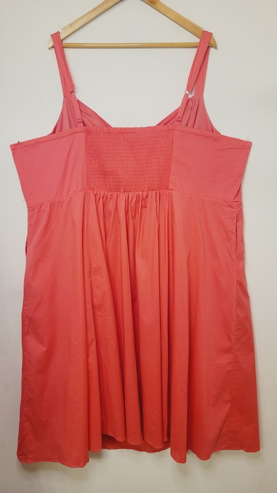 Torrid Plus Size Poplin Dress Ruched Back Pink Sundress Size 6X/30 — free download