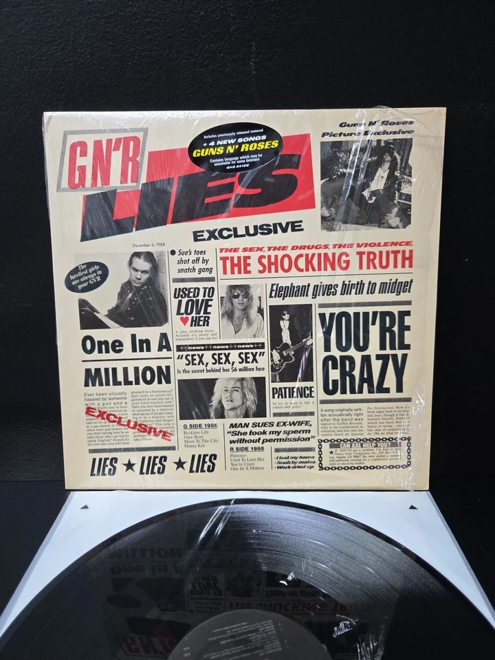 Guns N Roses Lies Lp Vinyl OG 1988 Press Shrink/Hype EX/EX Wax - Image 2 of 4