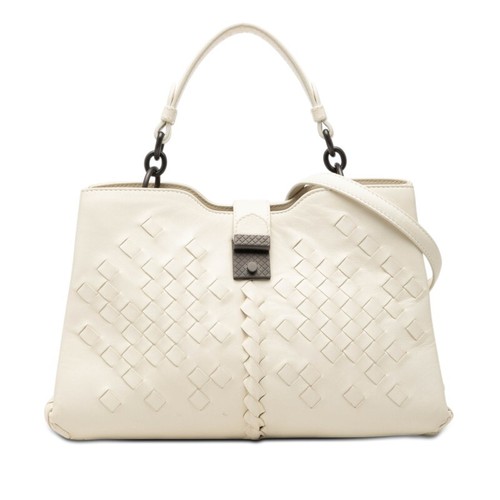 Bottega Veneta Intrecciato Napoli Handbag Shoulder Bag 2WAY Off White Leather Bo
