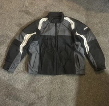 BILT Mens 3XL Blk/Gry/W Zip Out Lining Padded Elbow Shoulder Motorcycle Jacket