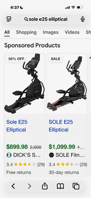SOLE E25 Elliptical Machine Exercise Trainer, Black