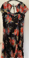 Phase Eight Lovely Ladies Size 18 Black Floral Print Dress See Measurements VGC