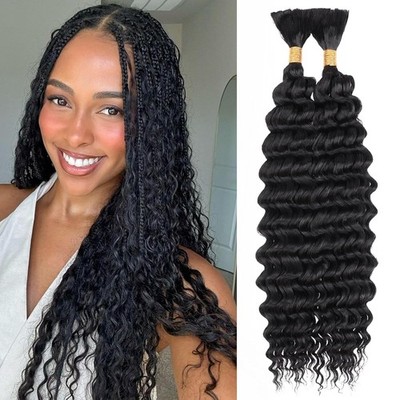 Braiding Hair for Boho Braids 18 Inch 2 Bundles Natural Black Water Wave Bulk Sy