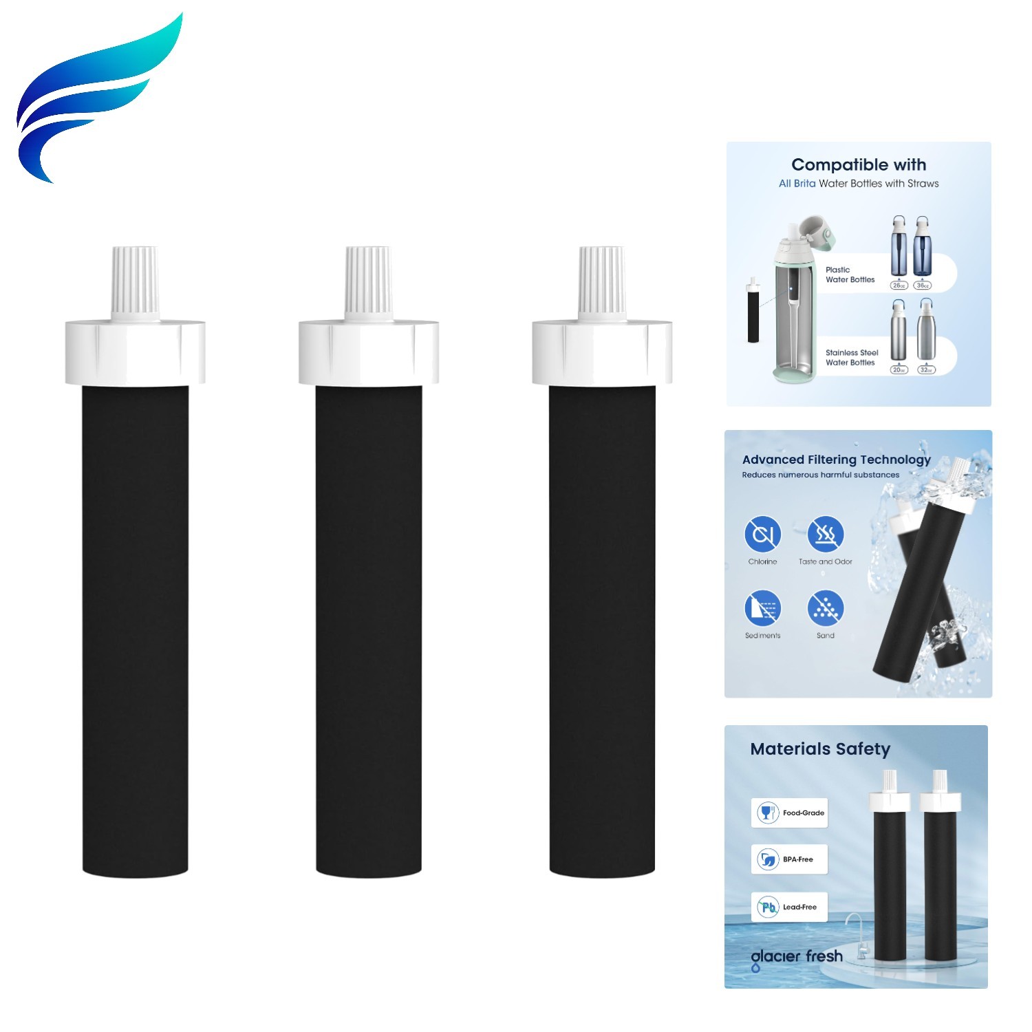 Water Bottle Filters, Replacement for Brita BB06, Brita Hard Sided and Sport ...
