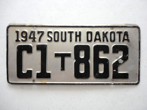 1947 South Dakota Truck License Plate in original condition C1 T 862