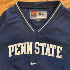 Nike Team Penn State Pullover Windbreaker Men’s Blue V Neck Side Zipper Size XL