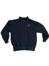 VTG Ducks Unlimited 1/4 Button Mens M Pullover Sweatshirt Black Quilted Rare