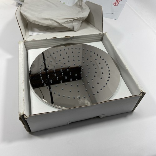 Waterworks Universal Round 9 1/2" Flat Shower Head In Nickel Finish.