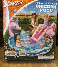 Banzai Spray 'N Splash 78 x 60 x 32" Unicorn Inflatable Pool - FAST SHIPPING