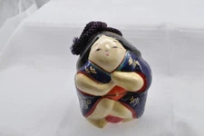 Japanese Clay Bell Ceramic Dorei Antique Vintage Plump Woman