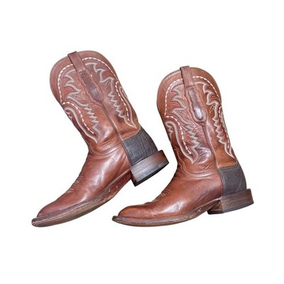 Lucchese Cowboy Boots Mens 10 D Brown Shark Skin Square Toe  display picture 1