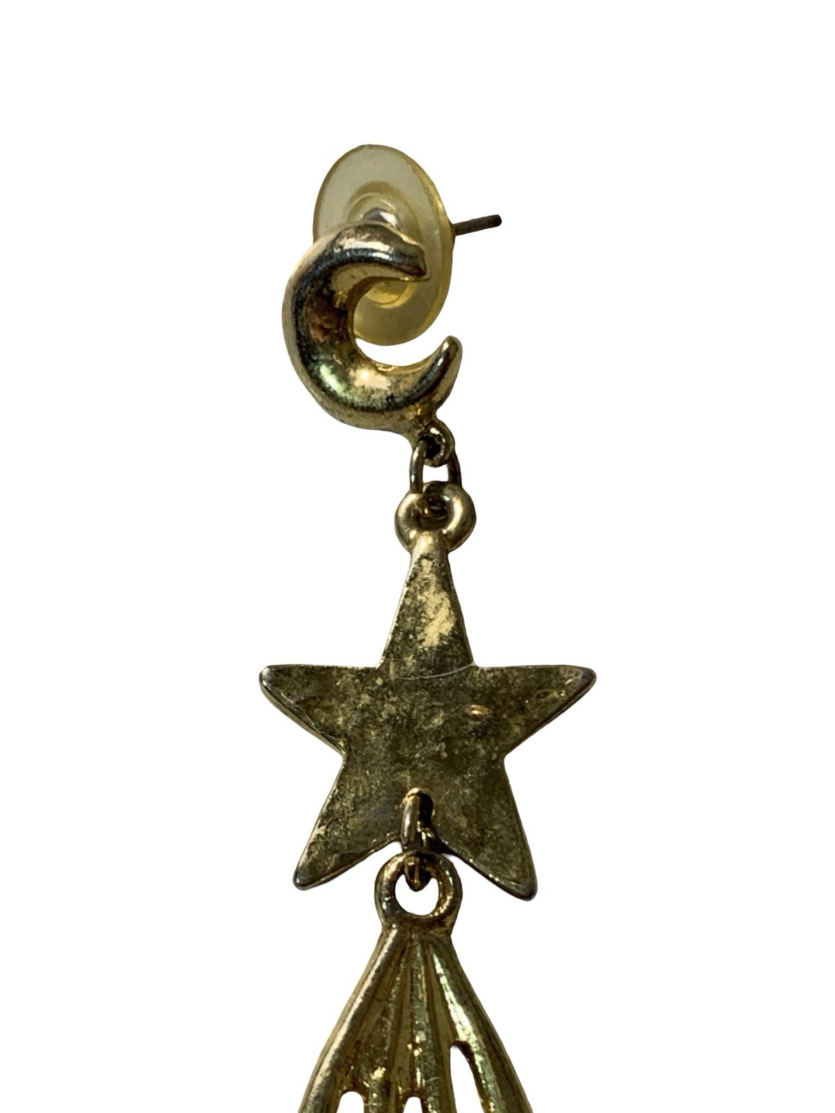 Gold Star Dangle Earrings Celestial Theme Post Ba… - image 4