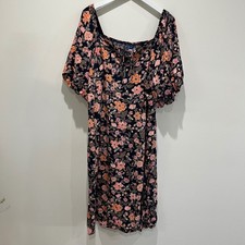 NEW Old Navy Floral Puff Sleeve Smocked Dress XXL Boho Cottage Romantic Peasant