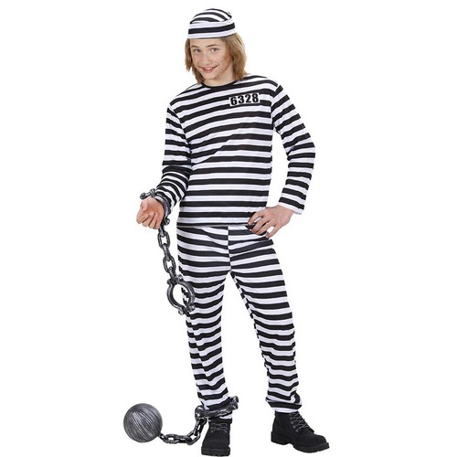 Costume Da Carcerato Per Bambini NET TOYS – Tuta Arancione 135-140 Cm (8-10 Anni) Per Carnevale E Feste