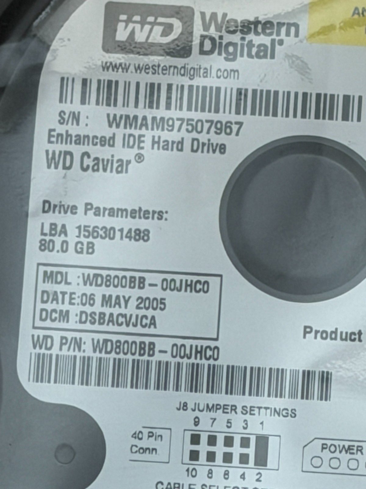 Disco duro de escritorio Western Digital WD800BB-00JHCO de 3.5'' - Sellado de fábrica, imagen 2
