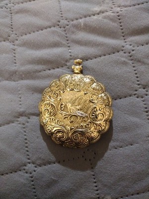 Vintage Max Factor Gold Tone Embossed Powder Compact