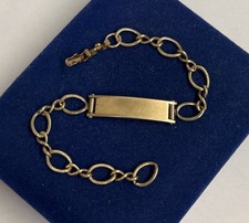 MUST! ID Figaro Gold Filled Bracelet 7” 8mm GF Vtg victorian Identification 10g