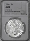 1904-O  $1  MORGAN SILVER DOLLAR  "NEW ORLEANS"  NGC MS62  #8703390-030  (READ)