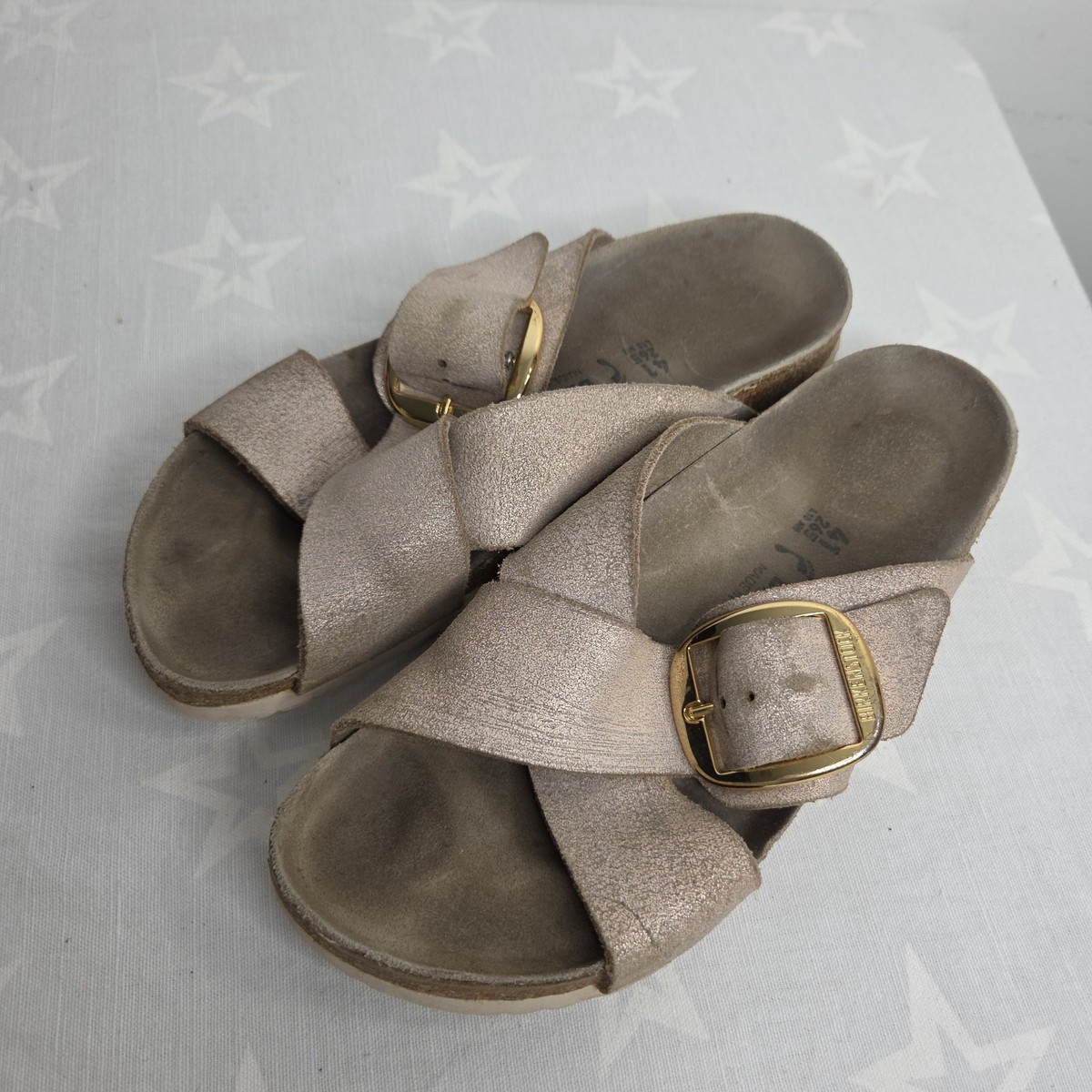 Birkenstock Big Buckle Siena Washed Metallic Rose Gold Sandals Size 10 View 2