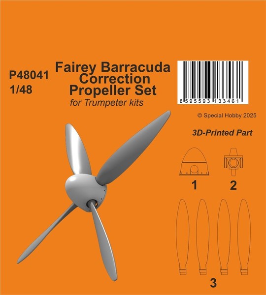Cmk 129-P48041 - 1:48 Fairey Barracuda Correction Propeller Set For Trumpeter-image