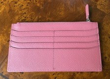 Osprey Coral Leather Slim zipped Coin Purse & Card Holder With Wide Open Pocket