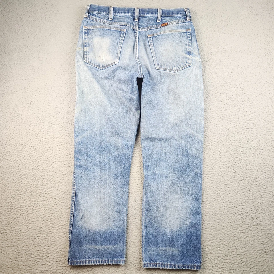 Ropa de trabajo para hombre pantalones de mezclilla azules 36x30 algodón clásicos rectos descoloridos lavado a la piedra Foto 2 de 4