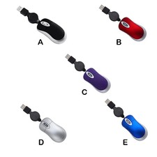Computer 3 Buttons Mouse Mini Wired Small Hand Retractable USB Cable Adjustable