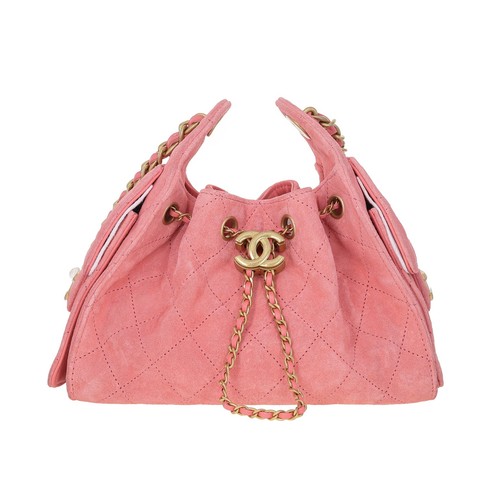Chanel Quilted Suede 25 Hobo Mini Pink