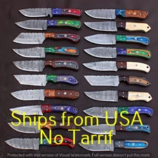 LOT OF 20 CUSTOM HANDMADE DAMASCUS STEEL HUNTING FULL TANG SKINNER EDC KNIFE 413