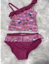 Bobbie Brooks Girls 2 PC SWIMSUIT Pink UNICORN Size XS 4-5 New With Tags