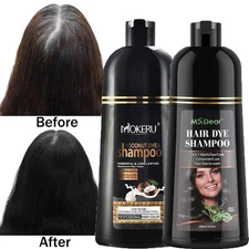 500ml Black Hair Dye Shampoo 3 in 1 Hair Color Shampoo Instant Hair Dye Herbal