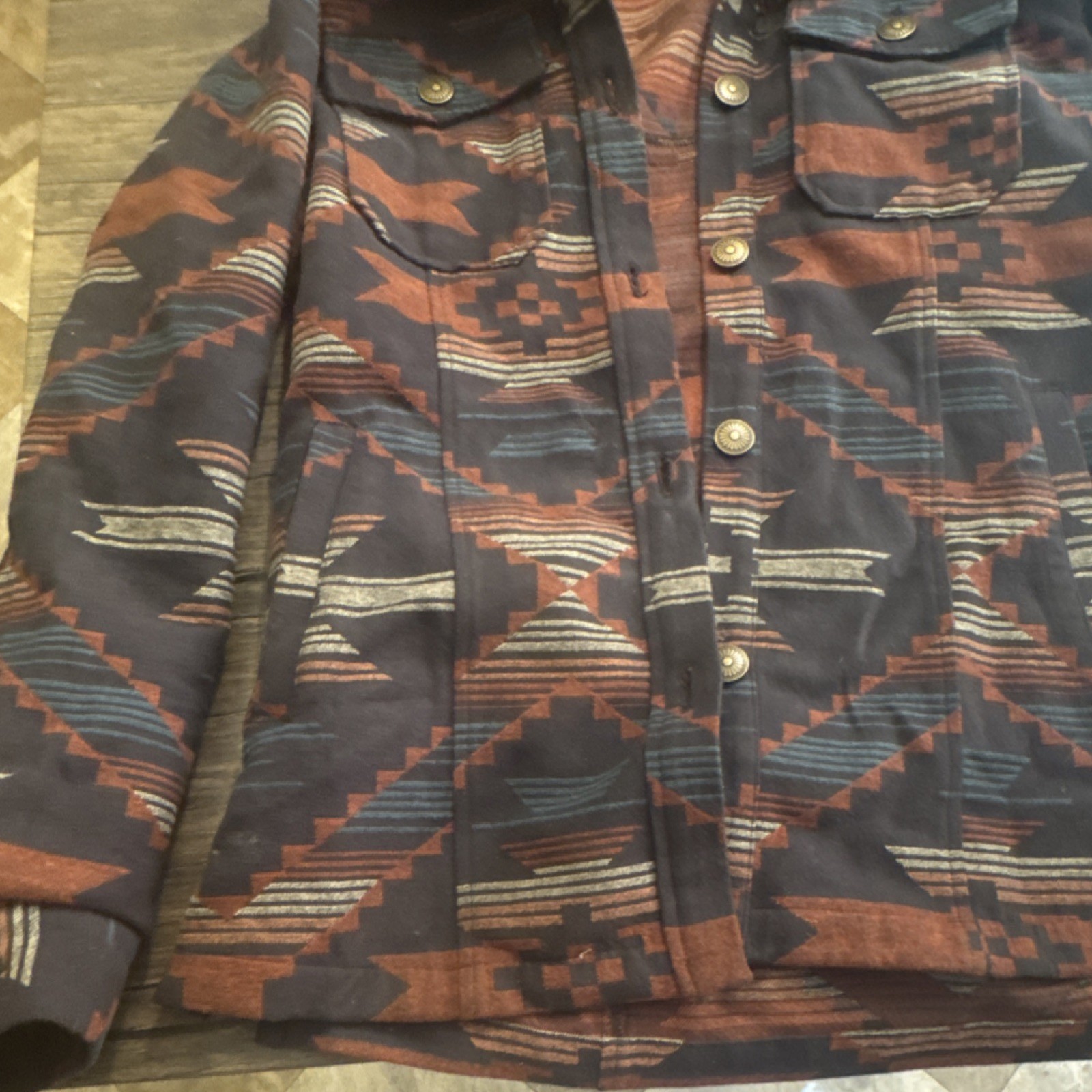 Shyanne Aztec Pattern Button Collared Jacket Pock… - image 2