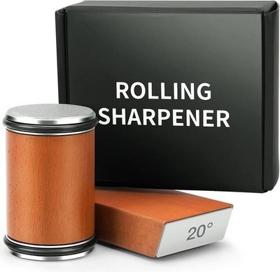 Rolling Knife Sharpener Tool: 2-in-1, 15° & 20° Angles for Precision Edge 