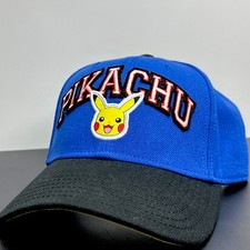 Pokemon Pikachu Snapback Hat Adjustable Black And Blue Embroidered 025 OSFA