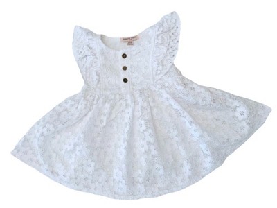 Nanette Lepore Baby Girl White Eyelet Lace Dress Fit & Flare Size 24M