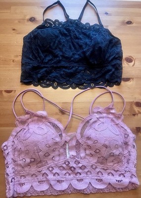 Zenana 1X Light Rose Lace Bralette Smocked NWOT & Abercrombie Black Bralette XL