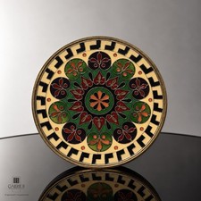 Vintage Emaille Messing Wandteller Mandala Orientalisch Bunt Cloisonne Deko