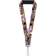 Buckle-Down Lanyard-1.0"-Pets & Snacks Rainbow Collage 22" x 1" Multicolor