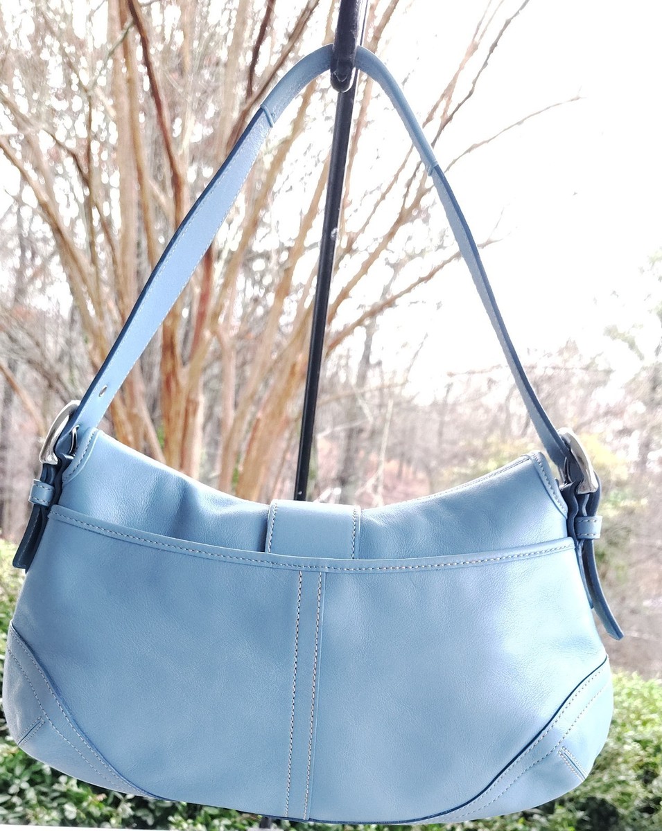 Coach L040-9248 Vintage MEDIUM Sky Blue Soho Y2K Leather Shoulder