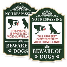 No Trespassing Beware of Dogs Sign - 2 Pack, 12  x 8  Rust Free Alum