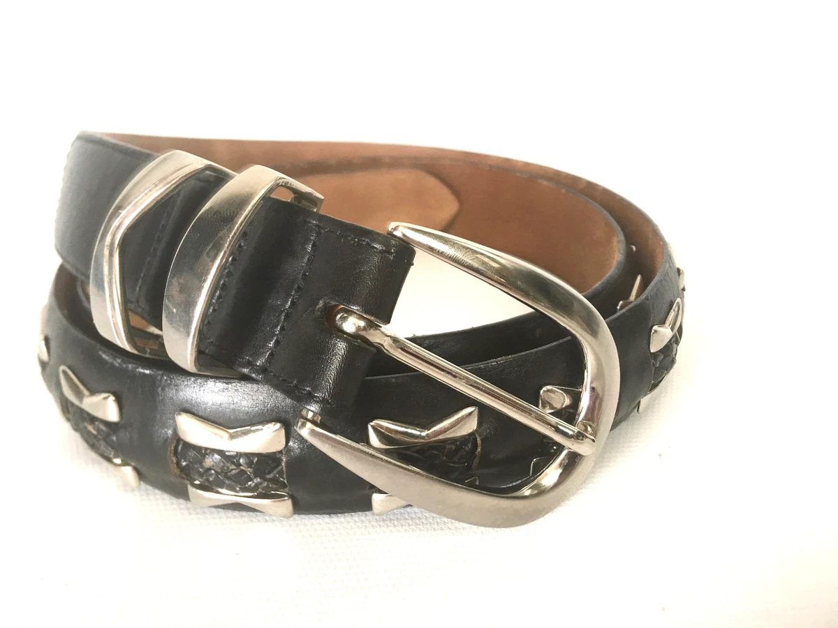 MEZLAN Woven Leather Belt Brown Silver Buckle Spain Size 38 Quiet Luxury Mezlan Men main image 4