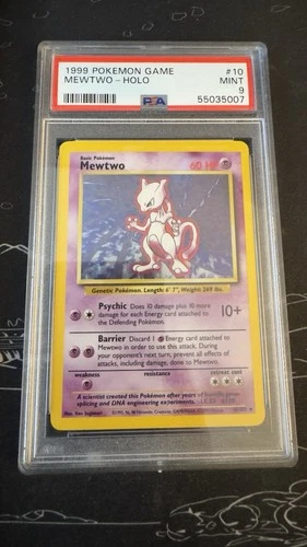 PSA 9 MEWTWO 1999 Pokémon Base Set #10/102 Unlimited Holo Rare