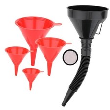 5-Piece Automotive Oil Funnel Set with Flexible Neck, Filter Screen, Wide