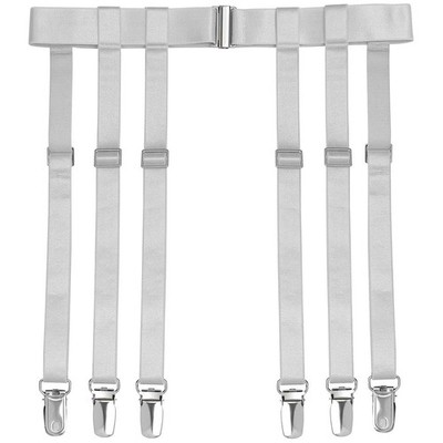 Garter belt for Women One Size, White 6-strap With Suspender Clips 