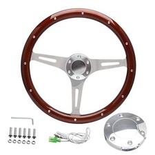 15" Classic Wood Grain Steering Wheel Riveted Light Wood Grip Universal W-131