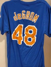 NEW YORK METS Jacob deGrom T-Shirt w/ 2015 WS Logo, Kids L Size 14-16