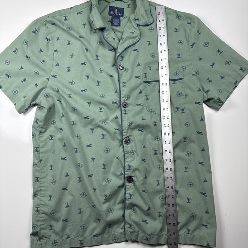 Camisa para dormir Stafford verde con estampado náutico manga corta abotonada para hombre M - Imagen 4 de 8
