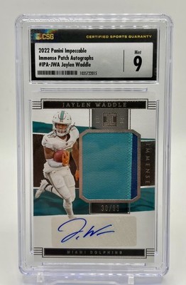 2022 Panini Impeccable Jaylen Waddle 2 Color Patch AUTO /99 CGC 9 AUTO 10