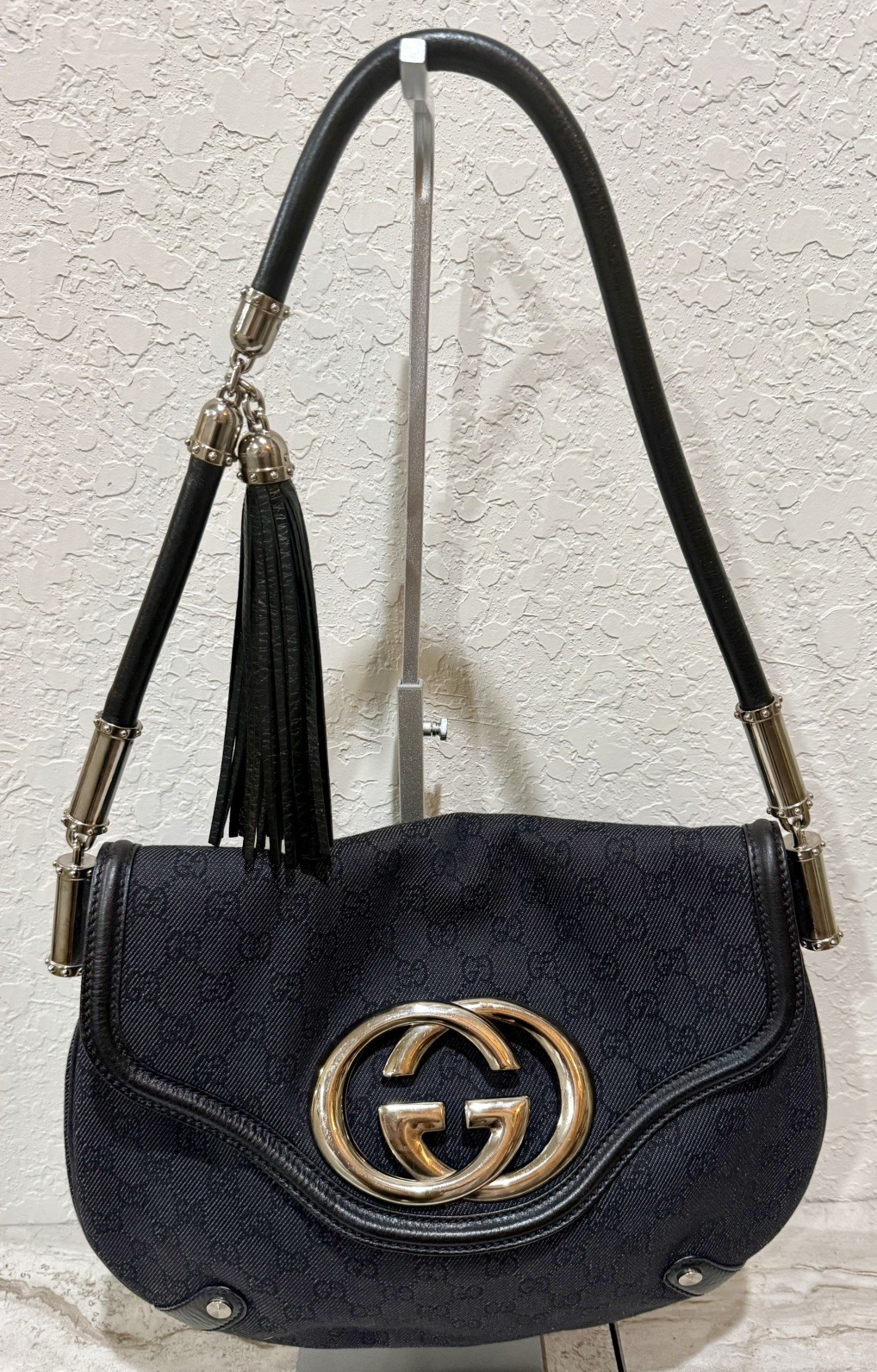 Authentic GUCCI Denim  Interlocking GG Tassel Sho… - image 2