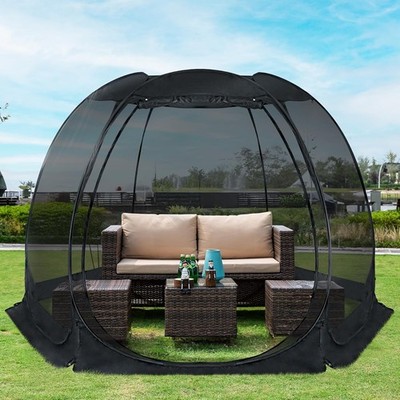 Pop Up Tent 10x10 FT Outdoor Screen House UV Resistant Foldable Black Alvantor